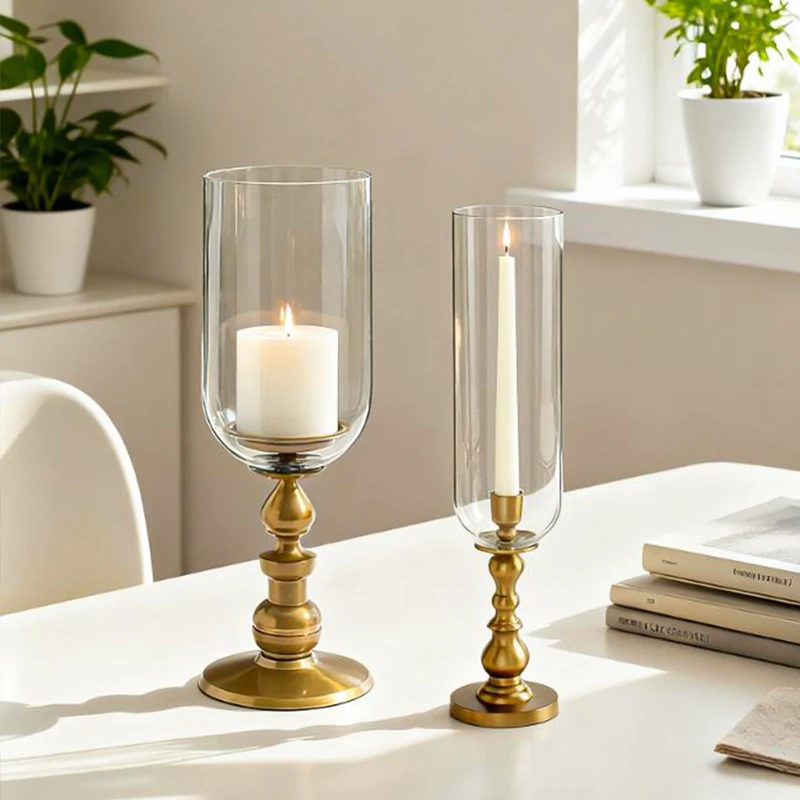 Vintage Glass Candlestick Ornaments High Sense of Luxury Candlelight Dinner Aromatherapy Candle Tray Decorative Furniture
