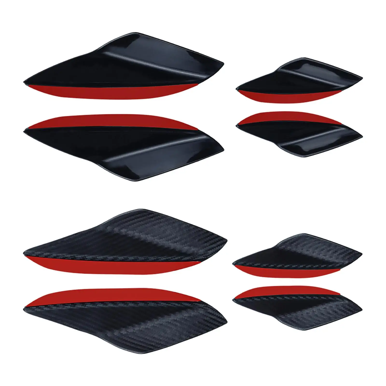 4 Pieces Universal Car Spoiler Canards Kit Decals Thickened Protection Front Bumper Lip Splitter Anti Collision Strips Protector