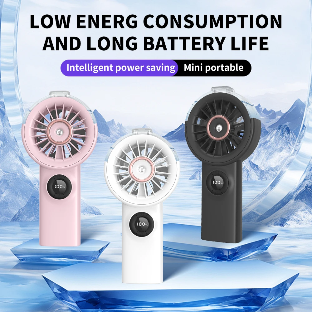 Handheld Atomizing Small Fan with Powerful 100 Level Wind Power Atomization, Moist and Refreshing 1 with Power Bank Function