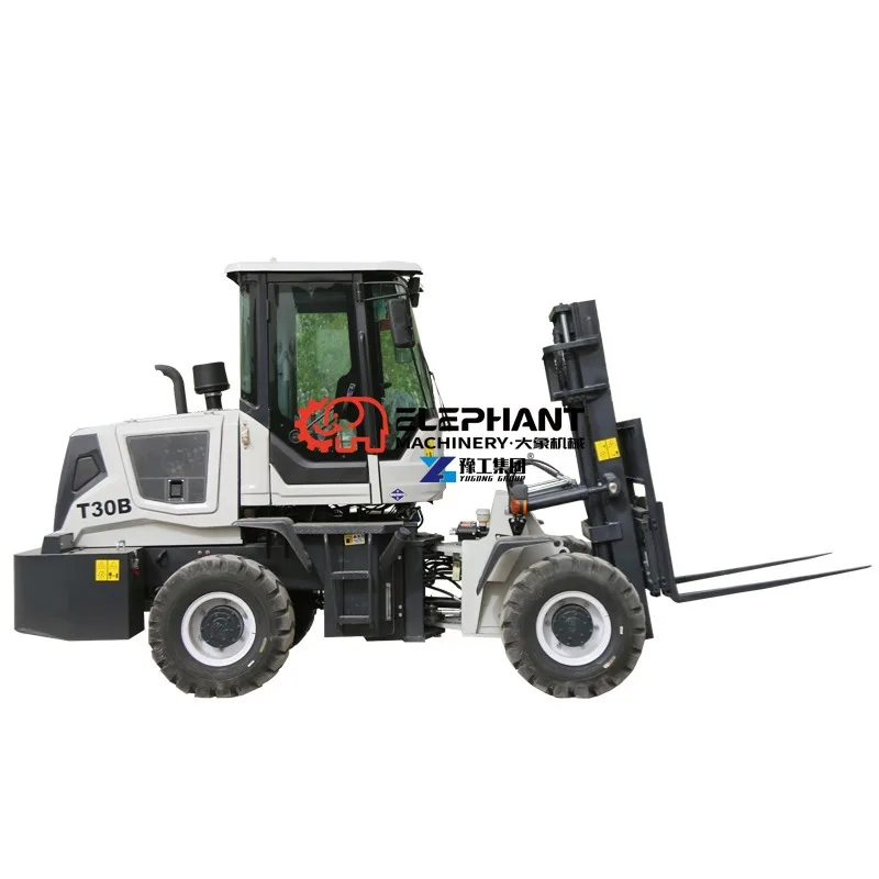 Hot Selling 4X4 Four Wheel Drive Rough Terrain Forklift Truck 3 Ton Off-road Forklift Equipped with Full Cabin Heavy Duty