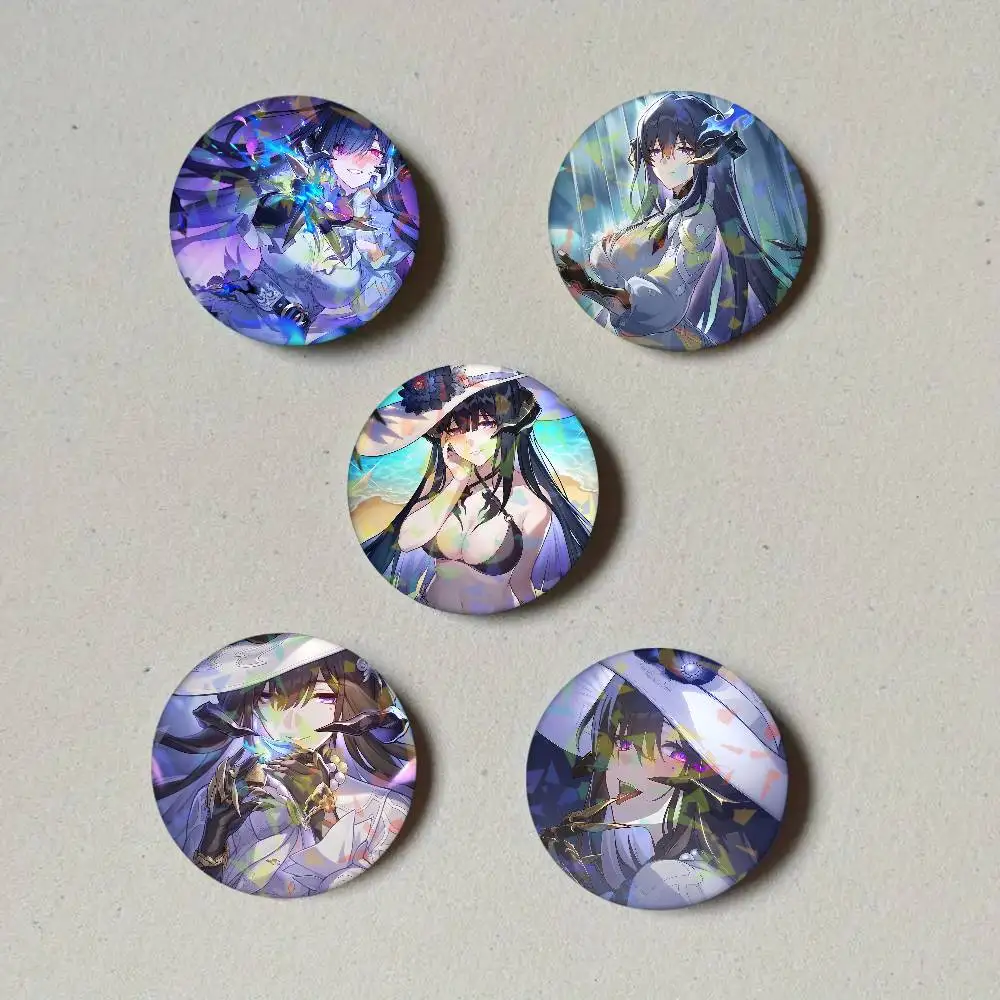 Honkai Star Rail The Dahlia Laser Button Pins Backpack Clothing Decor Brooch Fiction Badge Jewelry Gifts