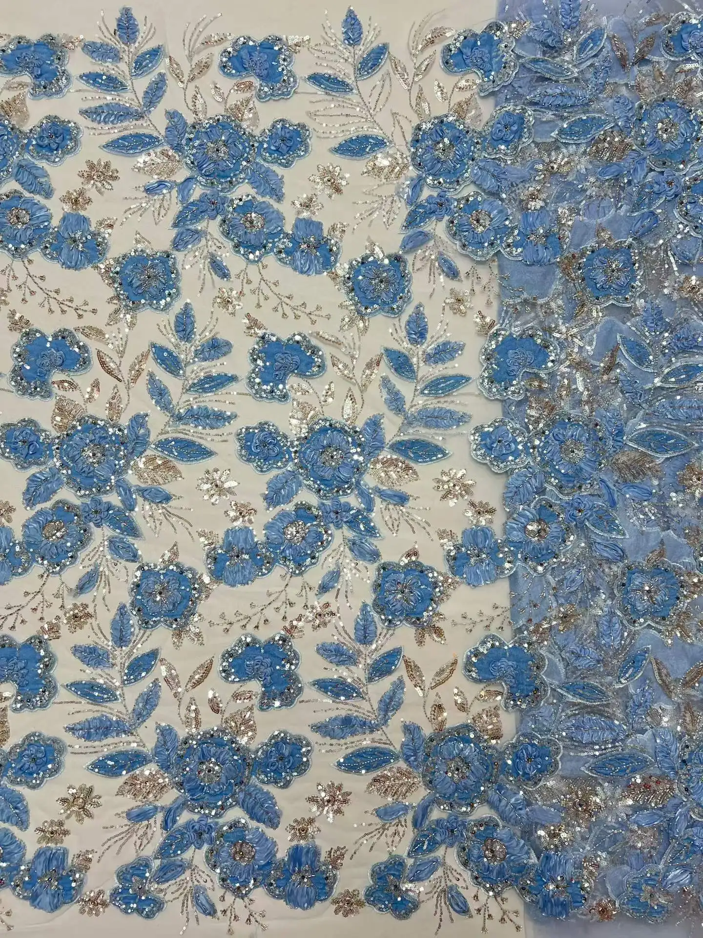 Luxury 3d Sequined Lace French Fabric 2026 High Quality 5 Yards African Lace Fabric Nigerian for Women Bride Wedding Dress