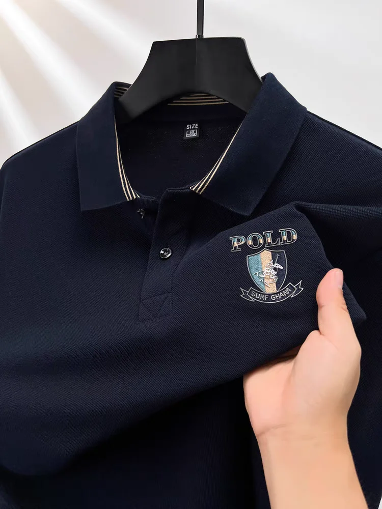 Comfortable cotton long sleeved men\'s luxurious polo shirt autumn fashion brand exquisite badge embroidery golf casual T-shirt