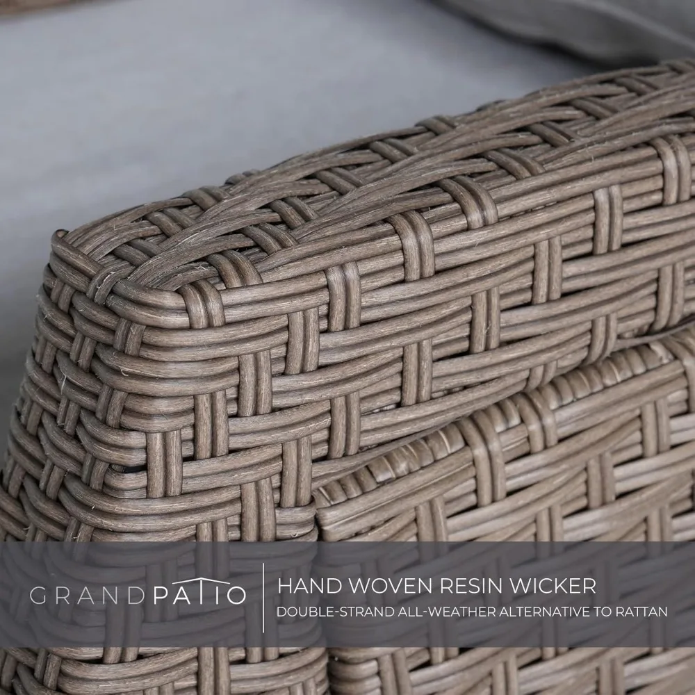 Cadeira reclinável interna e externa PE vime pátio reclinável com mesa dobrável poltrona reclinável, cinza névoa