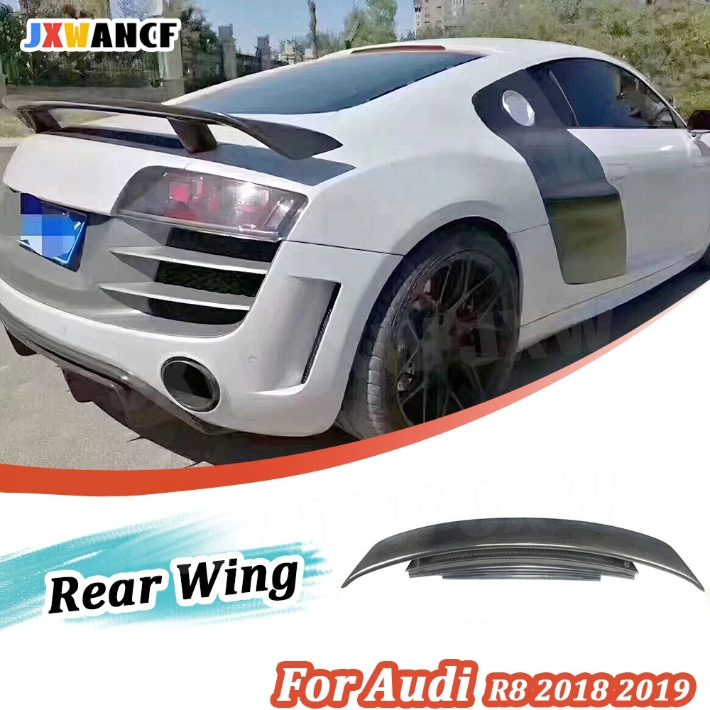 

JXWANCF для Audi R8 2018 2019, задний спойлер багажника из углеродного волокна, крыло, автогоночный FRP