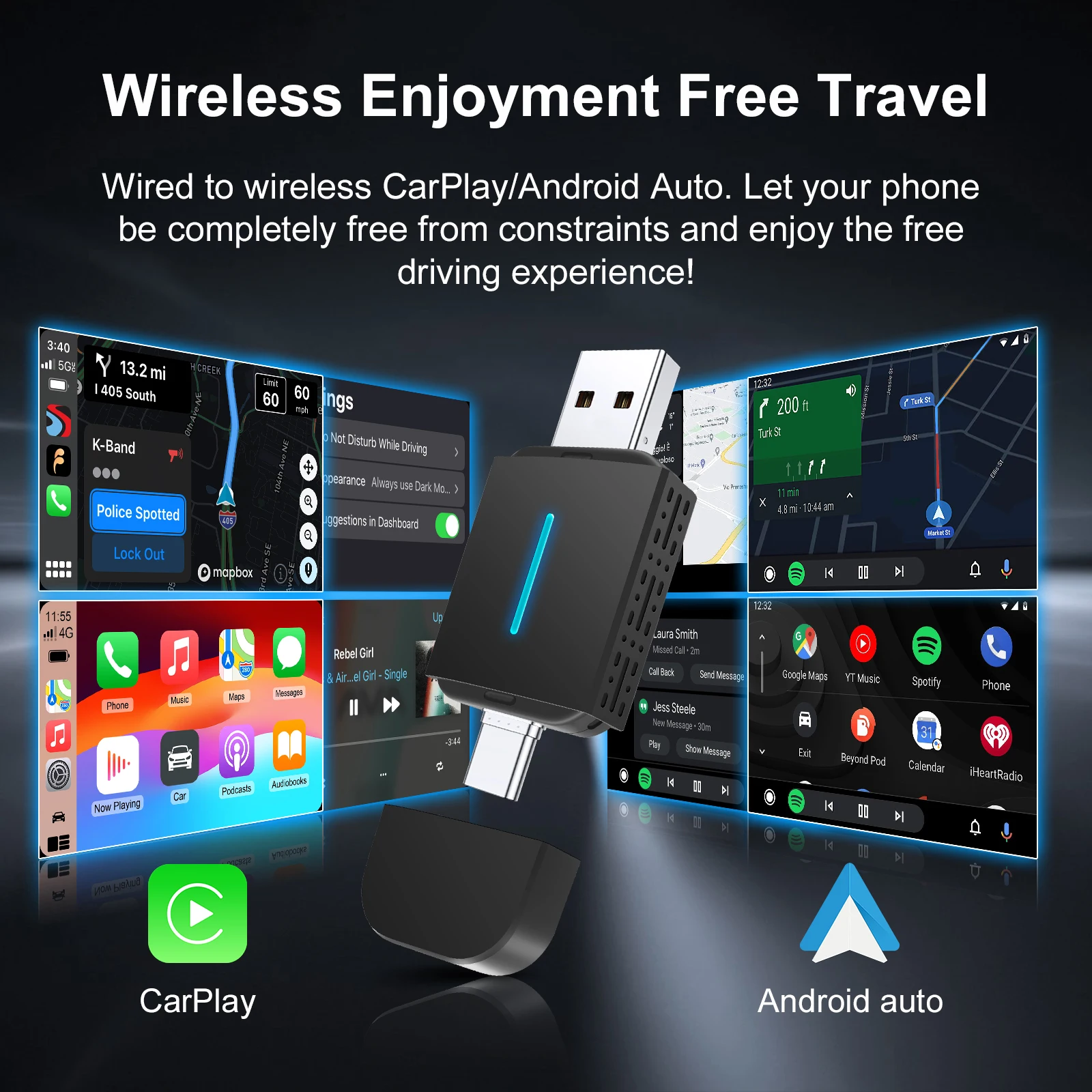 Ezonetronics Wireless Carplay Adapter Converts Wired to Wireless carplay Adapter for iPhone Wireless Control Plug & Play Carplay