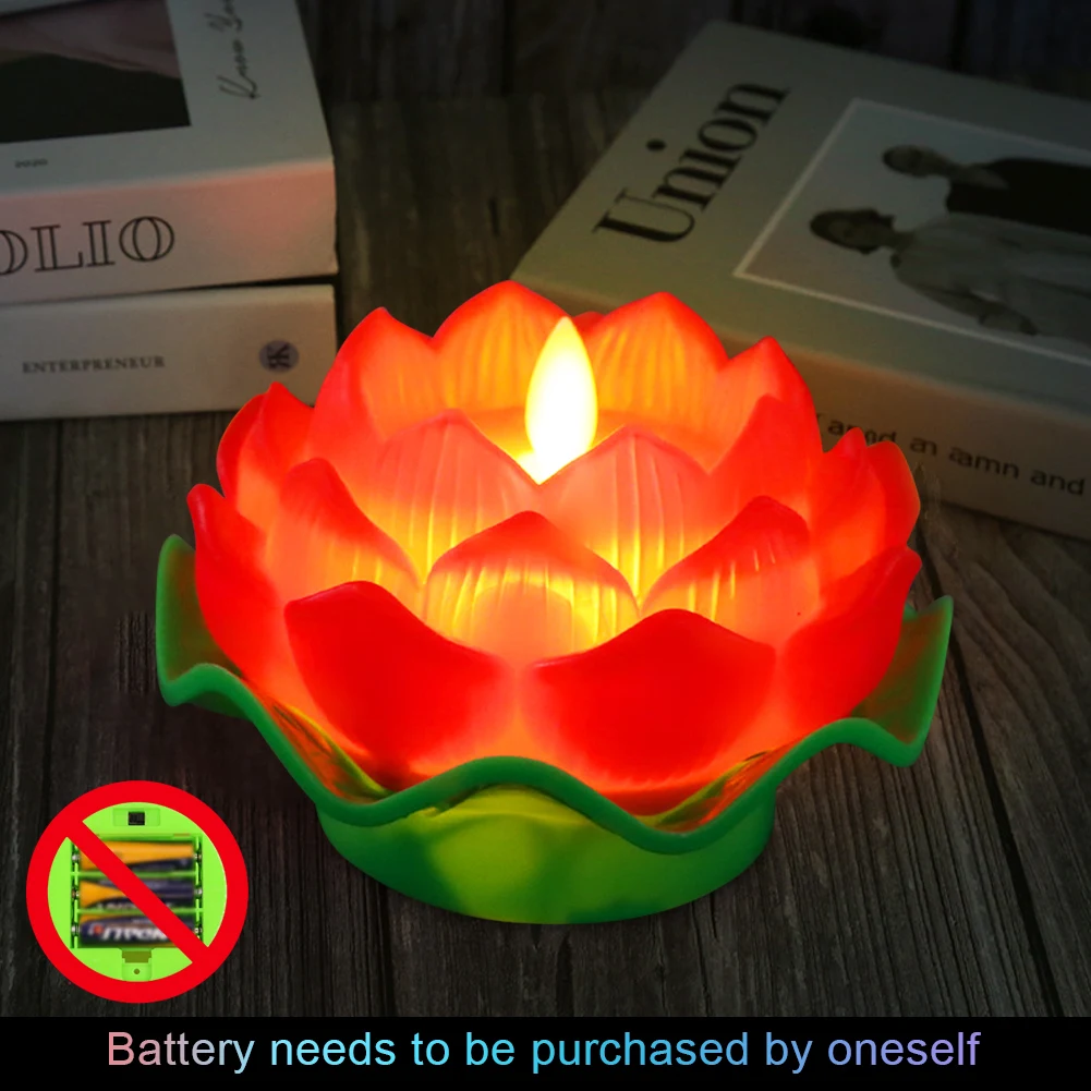 Lotus Flower Night Light Battery Operated Lotus Flower Multicolor LED Light Lotus Creative LED Electronic Candle Home Decoration