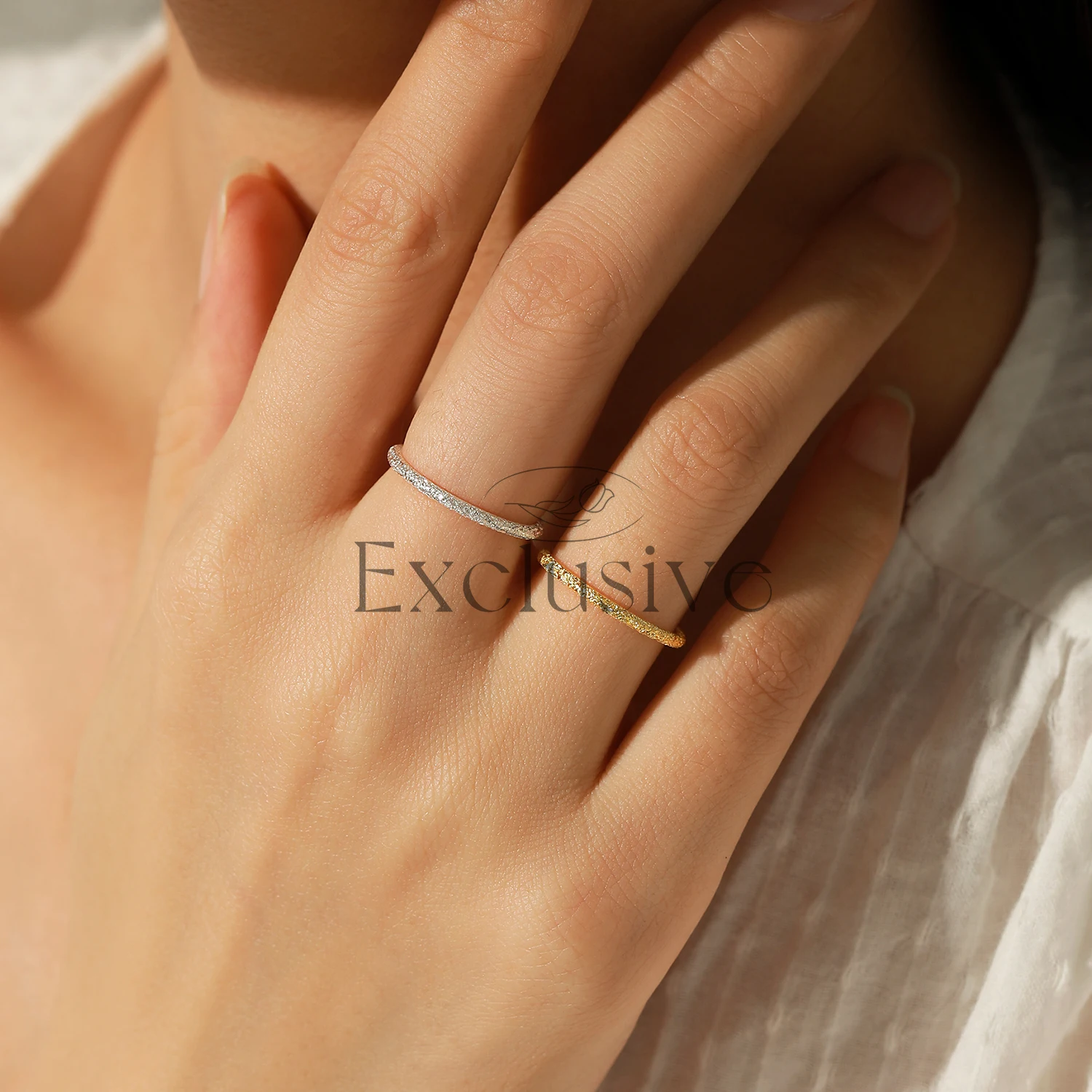 Foot silver sparkling nail sand ring women's simple design gypsy ring