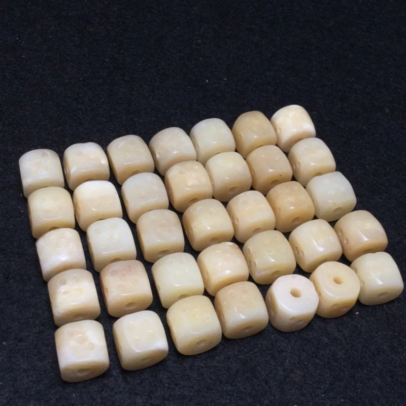 10mm Natural Cameo Bone Dice Loose Beads Square Craps Charms Galloping Dominoes Necklace Bracelet DIY Woman Jewerly Accessory