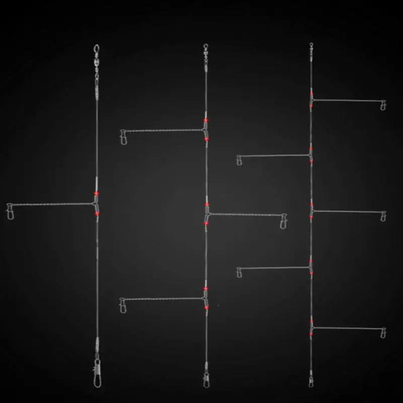 

Anti-Winding 1-5 Swivel String Fishing Hook Steel Rigs Wire Leader Hooks Steel Fishhooks Lure Accessories