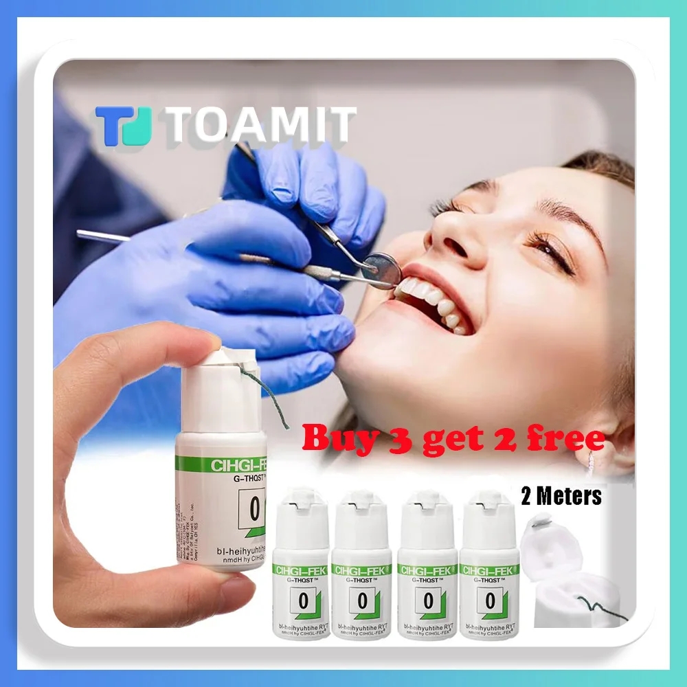 

5Bottles Retraction Cord 200cm Dental Gingival Line Thread Disposable Knitted Cotton Gum Materials Size0/00/000 Denspay Dentist