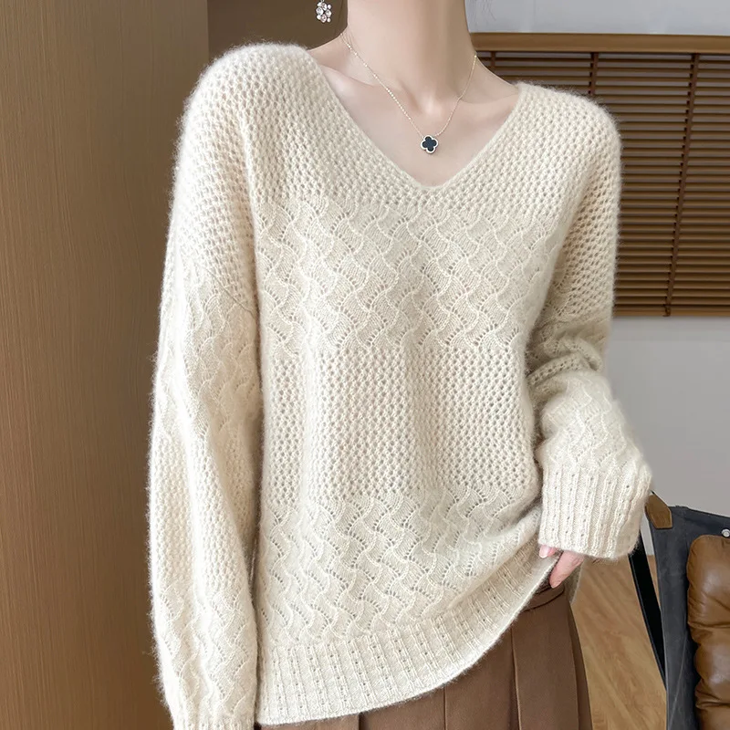 2024 Early Autumn New Dropshipping Wool Solid Color Jacquard Korean Style Design Women's Top