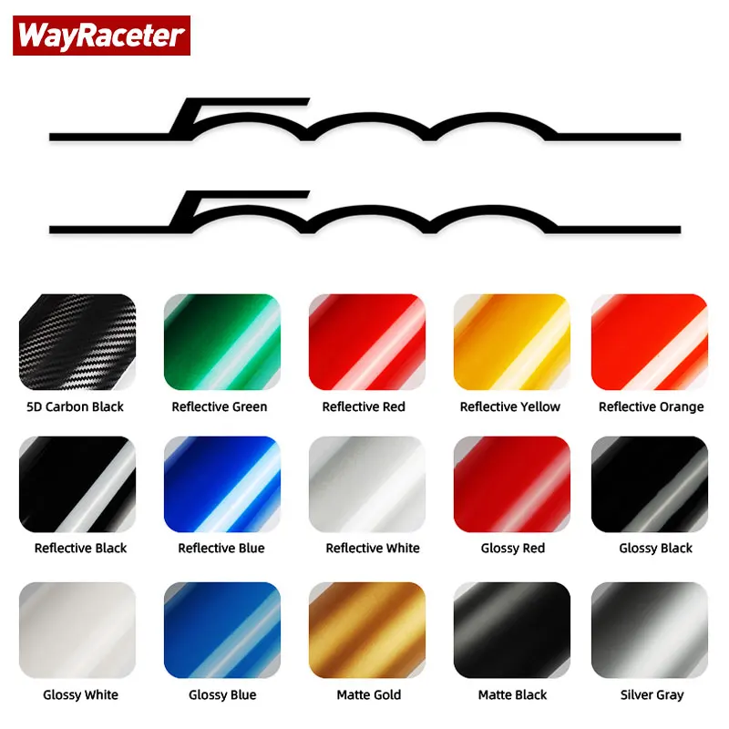 2 Pcs Door Side Fender Body Graphics Reflective Vinyl Decal For Fiat 500 Abarth Sport 595 695 500e 500c 500x 500s Accessories