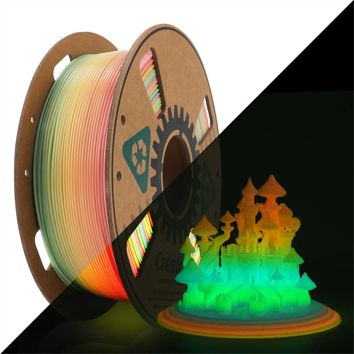 

Glow in The Dark PLA Filament 1.75mm 1kg, Luminous Rainbow 3D Printer Filament, Low Warping for Most Printers