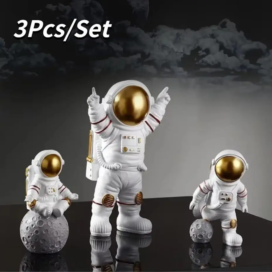 3 Pcs / Set Astronauta Decoración Modelo lindo Coche pequeño astronauta Casa Sala de estar Decoración de escritorio Decoración Regalo de cumpleaños