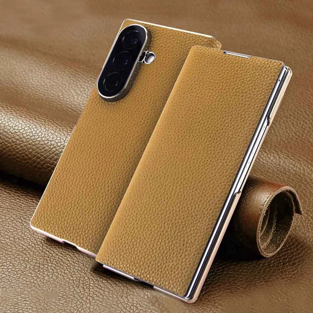 Genuine Leather Case For Samsung Galaxy Z Fold8 Ultra Case RFID Phone Pocket For Samsung Z Fold 8 Ultra Magnetic Flip Cover
