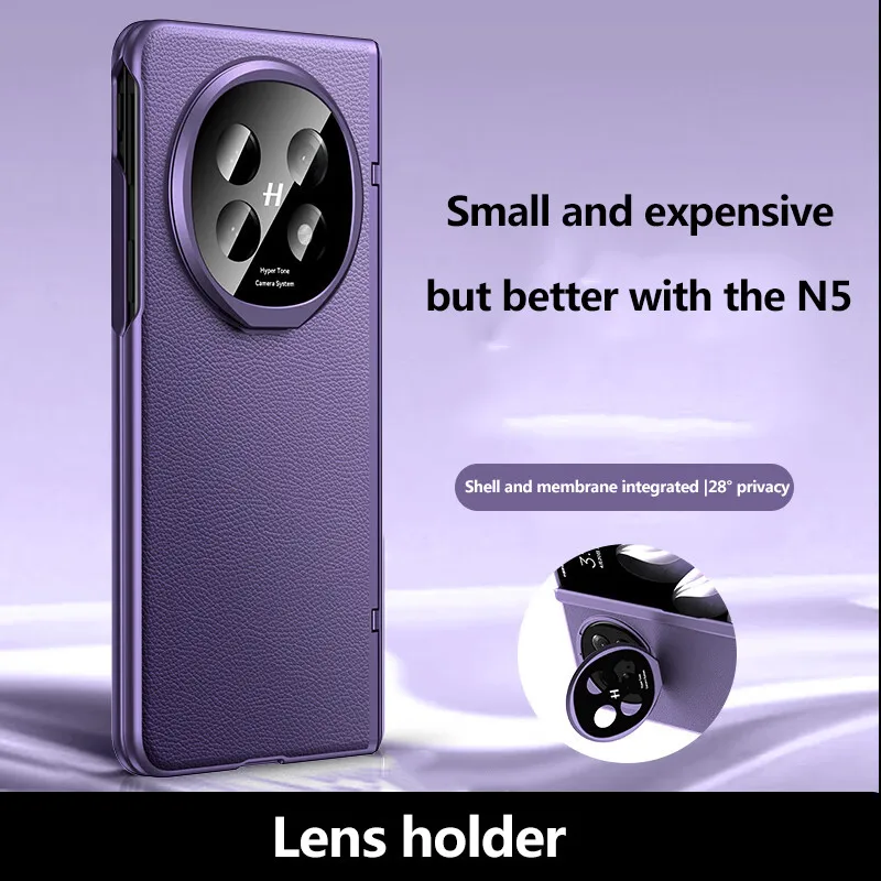 

Skin Feel PU Leather Phone Case For OPPO Find N5 FindN5 5G Magnetic Folding Hinge Full Protection Cover With Tempered Film