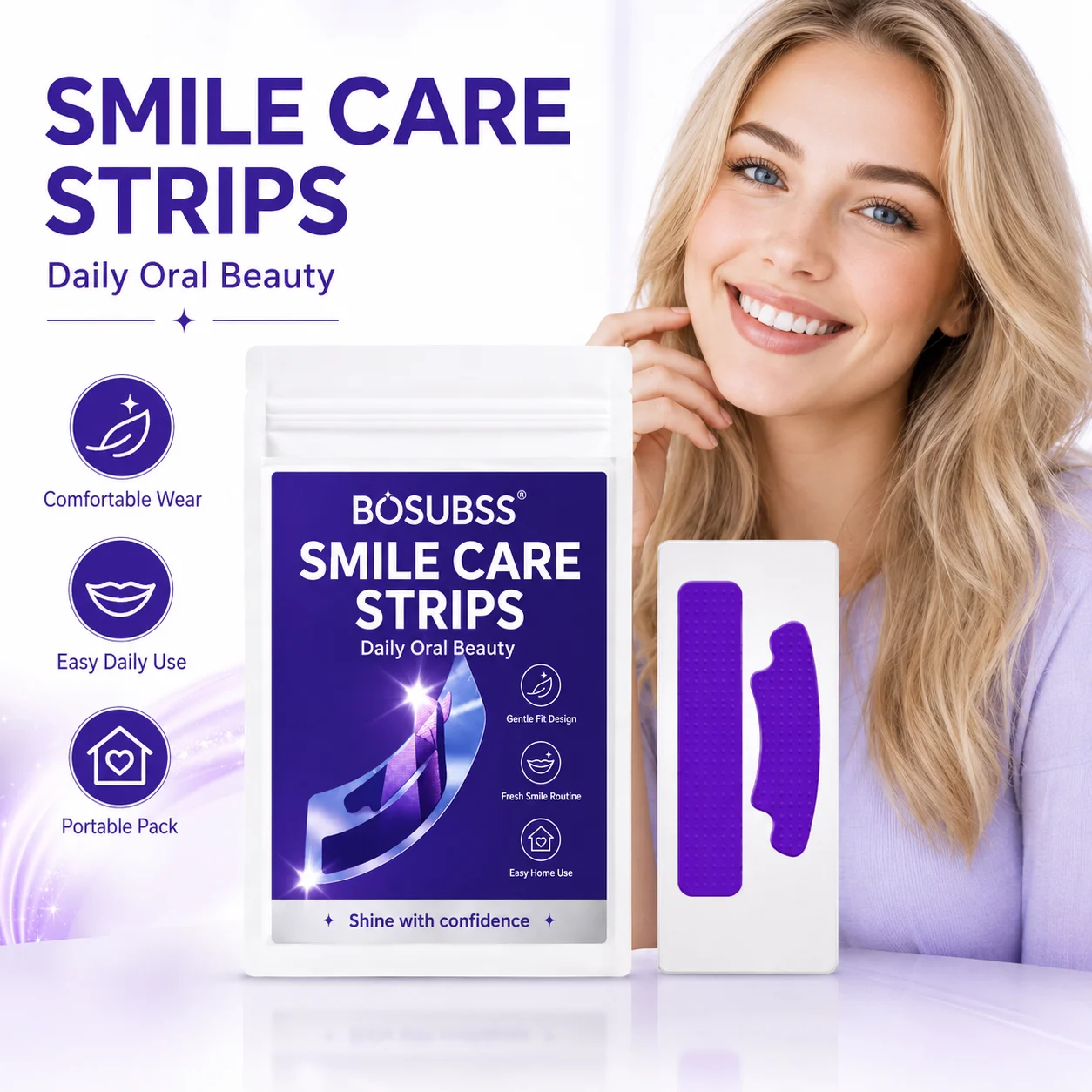 2Pcs Dental Patch Care Strips Daily Oral Beauty Care Gentle Comfortable Easy Home Or On-the-Go Use for Clean Fresh Bright Smile