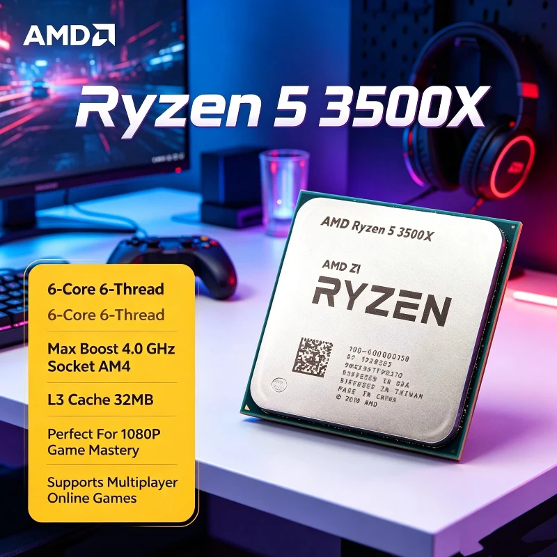 Ryzen 5 3500X Desktop Processor For Always On PC Media Server Download Machine Stable Energy Efficient AM4 Socket