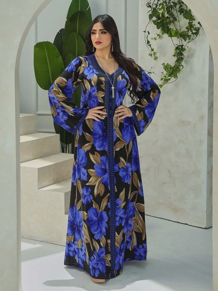 Vestido musulmán de fiesta de Turquía para mujer, Abaya marroquí, Kaftan Eid, Vestidos de noche, diamante, Dubai, Otoño, Islam, bata larga para mujer