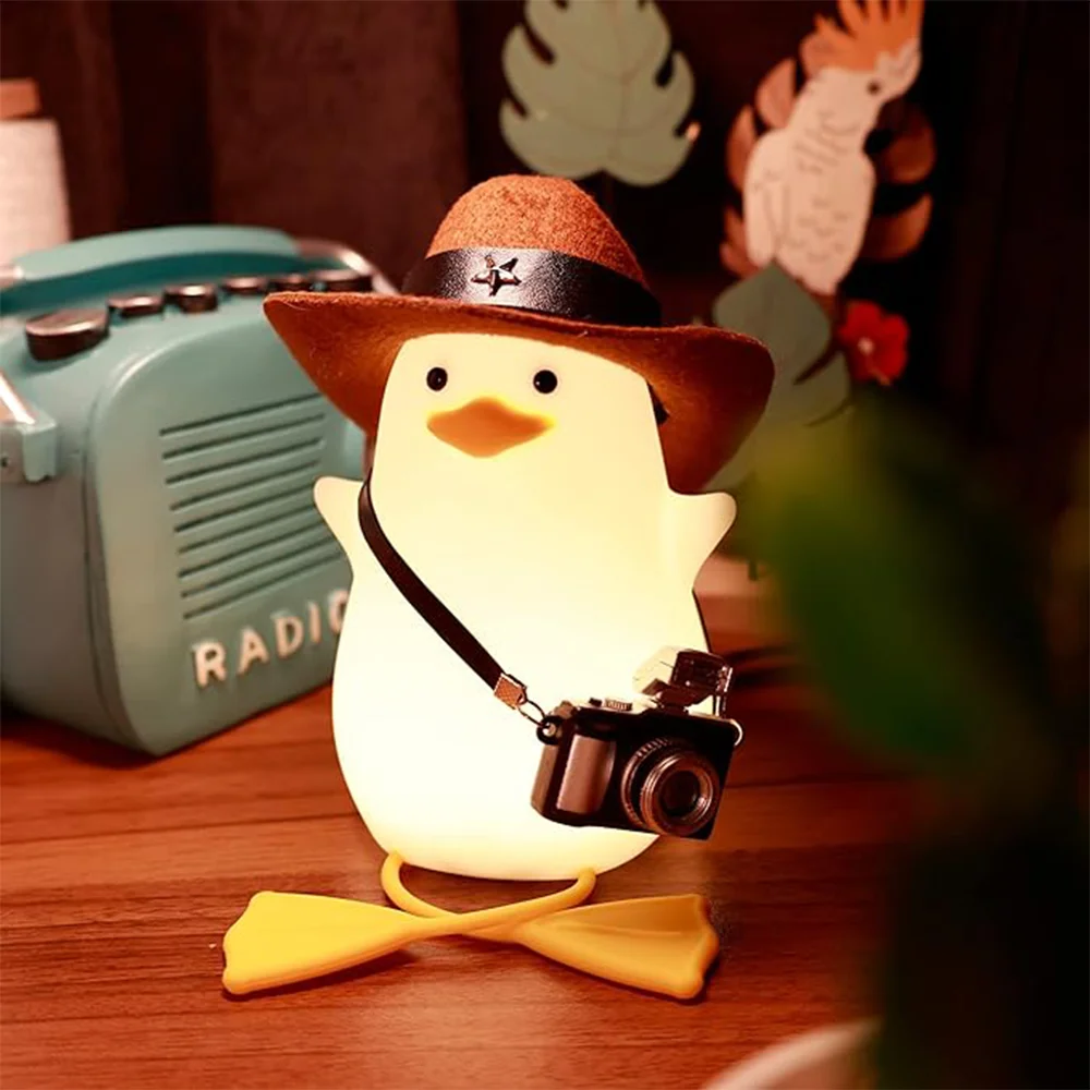 Cowboy Duck Night Light, Warm Color and Dimming Function, 1200mAh Rechargeable Baby Night Light with 20' Timer and Touch Control