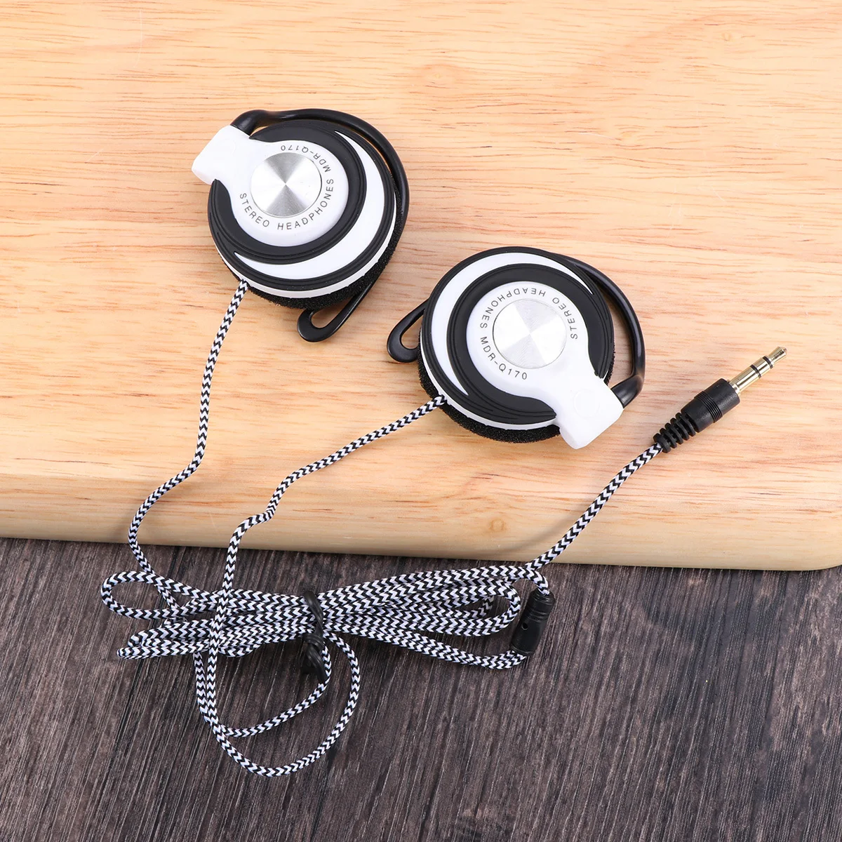 

Clip on Wire Headset Earhook Stereo Earphones Comfortable Pads Durable Cable for Mp3 Computer Phone Earbuds Headset
