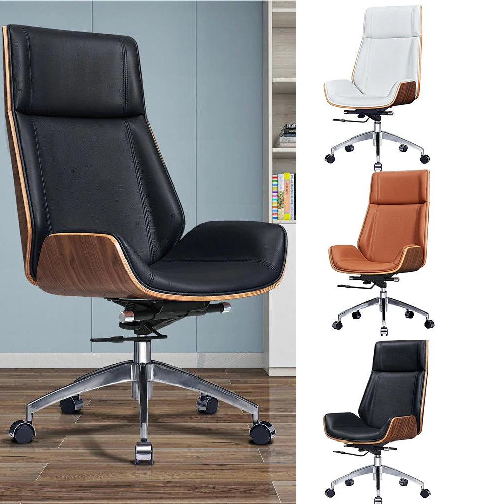 Genuine Leather Office Chair Armless