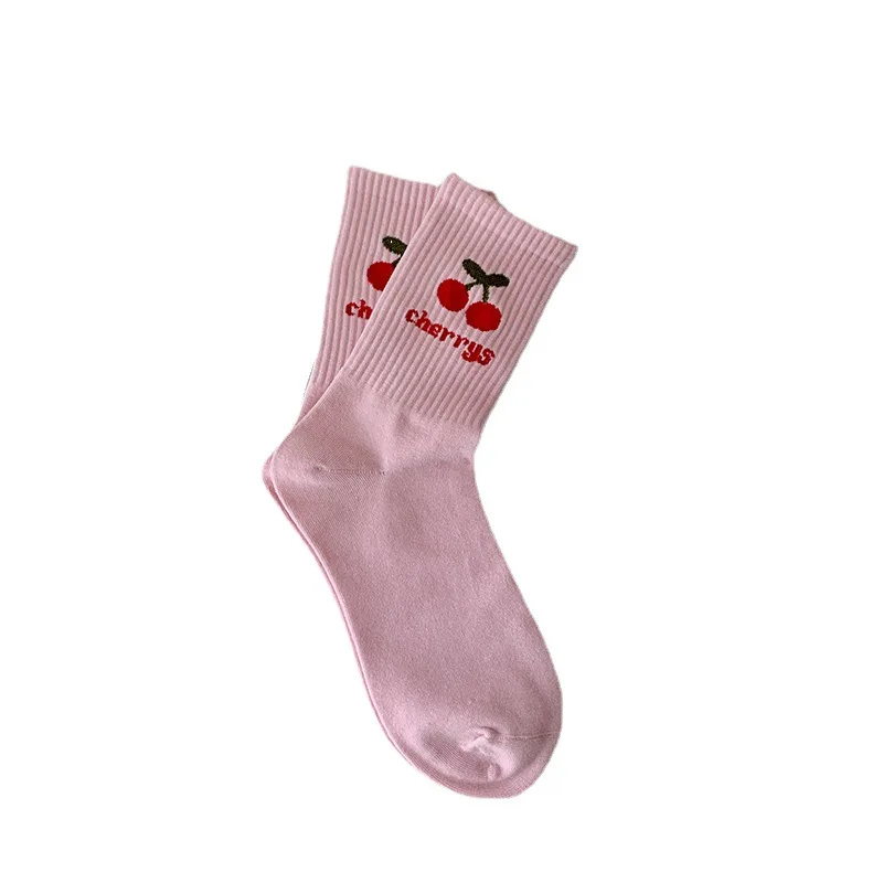 Spring Autumn Pink Middle Tube Women Socks Cotton Japanese Cute Designer Socks Student Sports Kawaii Socks EUR35-42