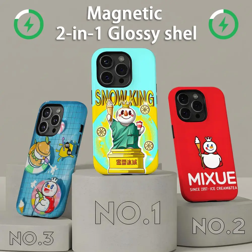 

Mixue Bingcheng Phone Case Magnetic 2-in-1 Glossy shell For iPhone17 16e 16 15 14 13 12 11Pro Max Plus mini