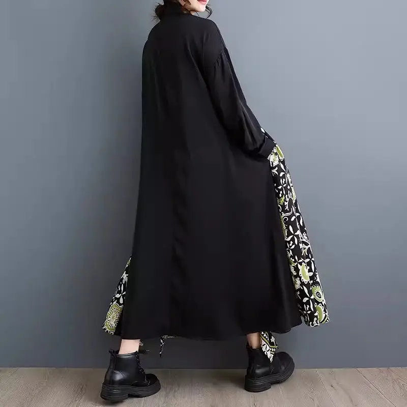 女性用モスリンシャツドレス,不規則,スプライス,対照的な色,ルーズ,カジュアル,ラージサイズ,ファッショナブル,夏,k2109