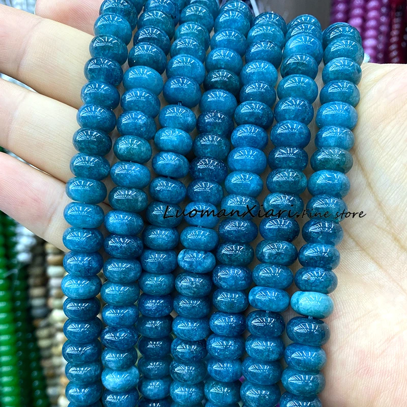 6x10MM Rondelle Natural Stone Colorful Red Blue Yellow Chalcedony Loose Spacer Beads for Jewelry Making DIY Bracelet Accessories