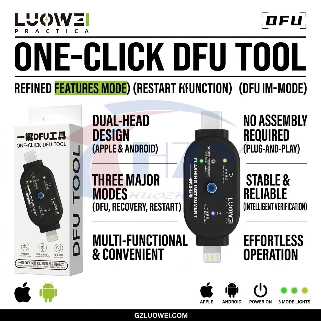 Luowei LW-DFU DFU-X One-Click Enter DFU Recovery Odin Download Mode for iPhone iPad Android IOS Devices Mobile Phone Repair Tool
