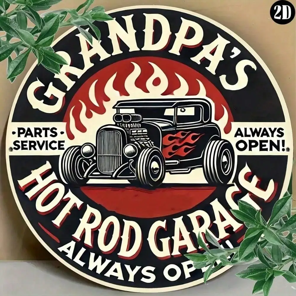 

Винтажная металлическая табличка Hot Rod Grandpa - Ретро-декор для гаража, устойчивая к погодным условиям жестяная вывеска для мужской комнаты, подарок для мужчин