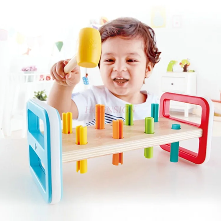 Arco-íris batendo mesa batendo mouse à terra pequeno martelo batendo, empilhar, presente, brinquedo de quebra-cabeça infantil