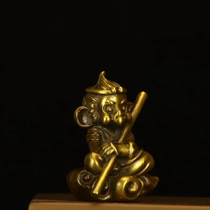 زخرفة النحاس الجحيم الشمس Wukong سطح المكتب القتال بوذا البرونزية النحت الحرفية الديكور القرد الملك تمثال #3