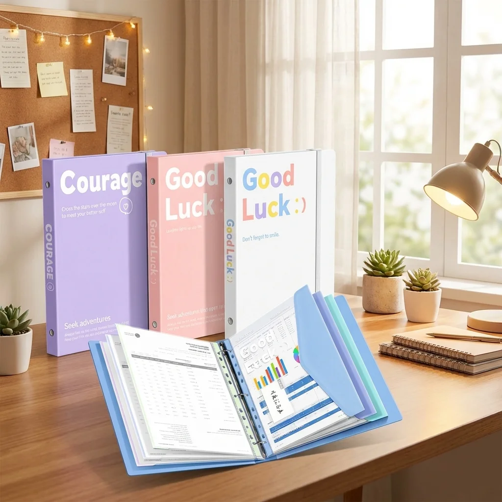 

New Loose Leaf A4 File Folder Detachable Transparent Data Book Students Stationery Exam Paper Storage Bag Students