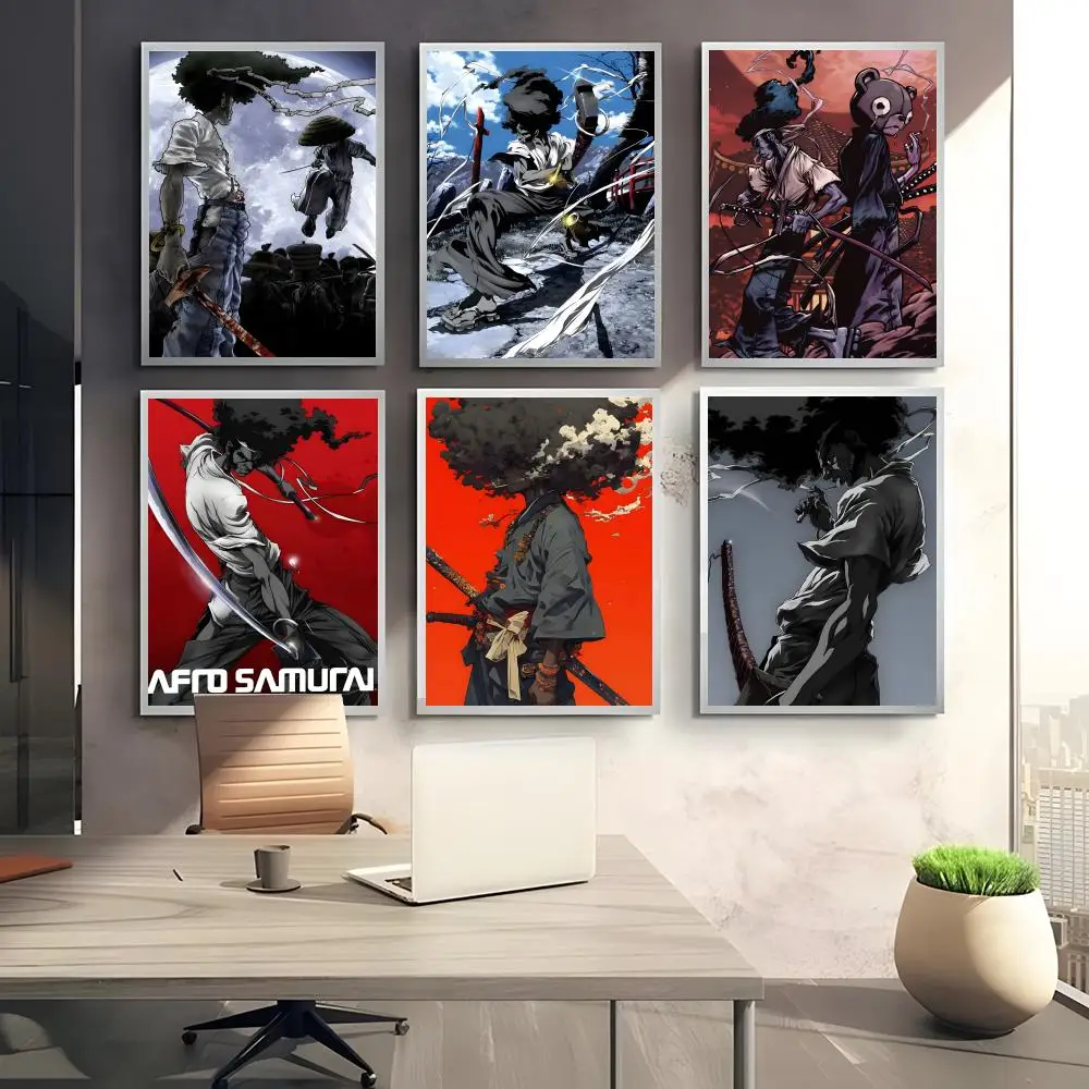 Stylish Afro Samurai Animes Poster HD art sticky wall waterproof home bedroom bar aesthetic decoration