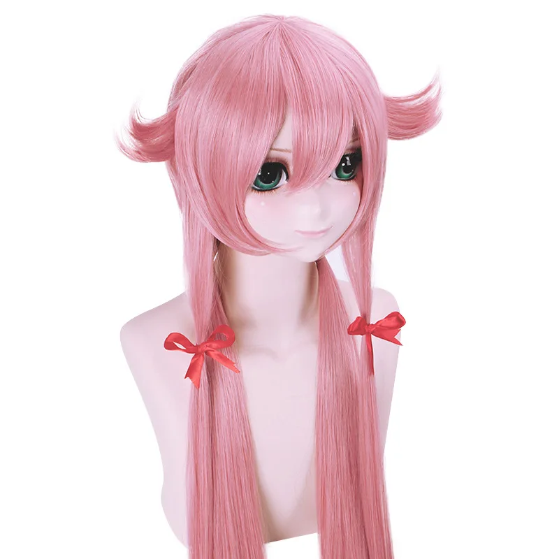 Parrucca cosplay sintetica lunga diritta rosa 100 cm fibra resistente al calore festa in costume gioco di ruolo capelli anime