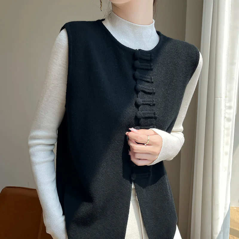 2024 gilet in cashmere da donna gilet lavorato a maglia maglione, o-collo, senza maniche, gilet maglione da donna, maglione in cashmere da donna