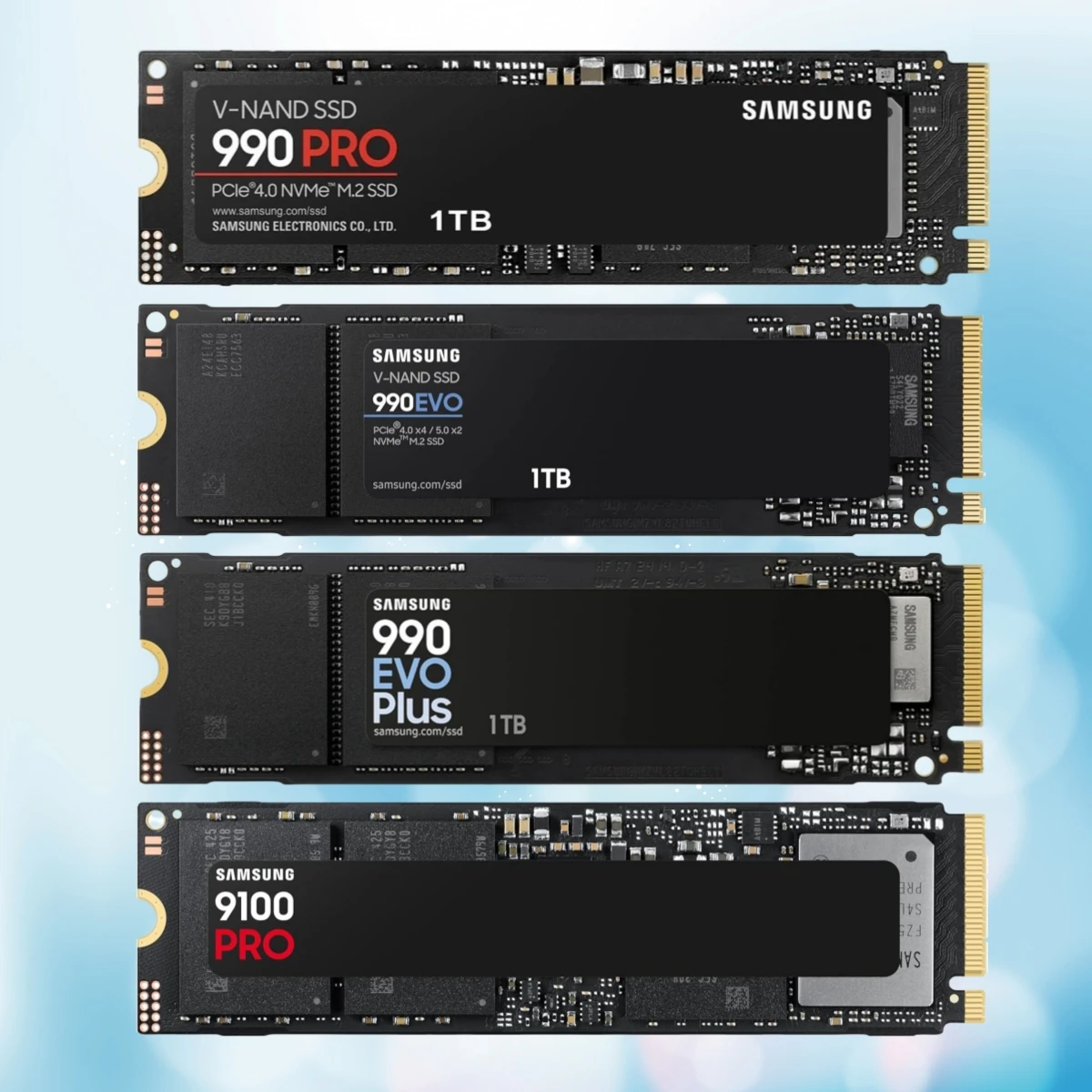 Samsung SSD 990 PRO/990 EVO/990EVO PLUS/9100 PRO PCIe 4.0/PCIe 5.0 NVMe M.2 2280 SSD Internal 1TB-Penyimpanan Peningkatan untuk PC/Laptop