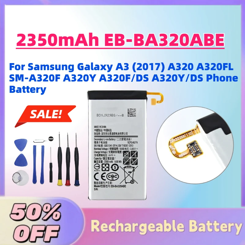 

New 2350mAh EB-BA320ABE 3.85V Battery for Samsung Galaxy A3 (2017) A320 A320FL SM-A320F A320Y A320F/DS A320Y/DS Phone Battery
