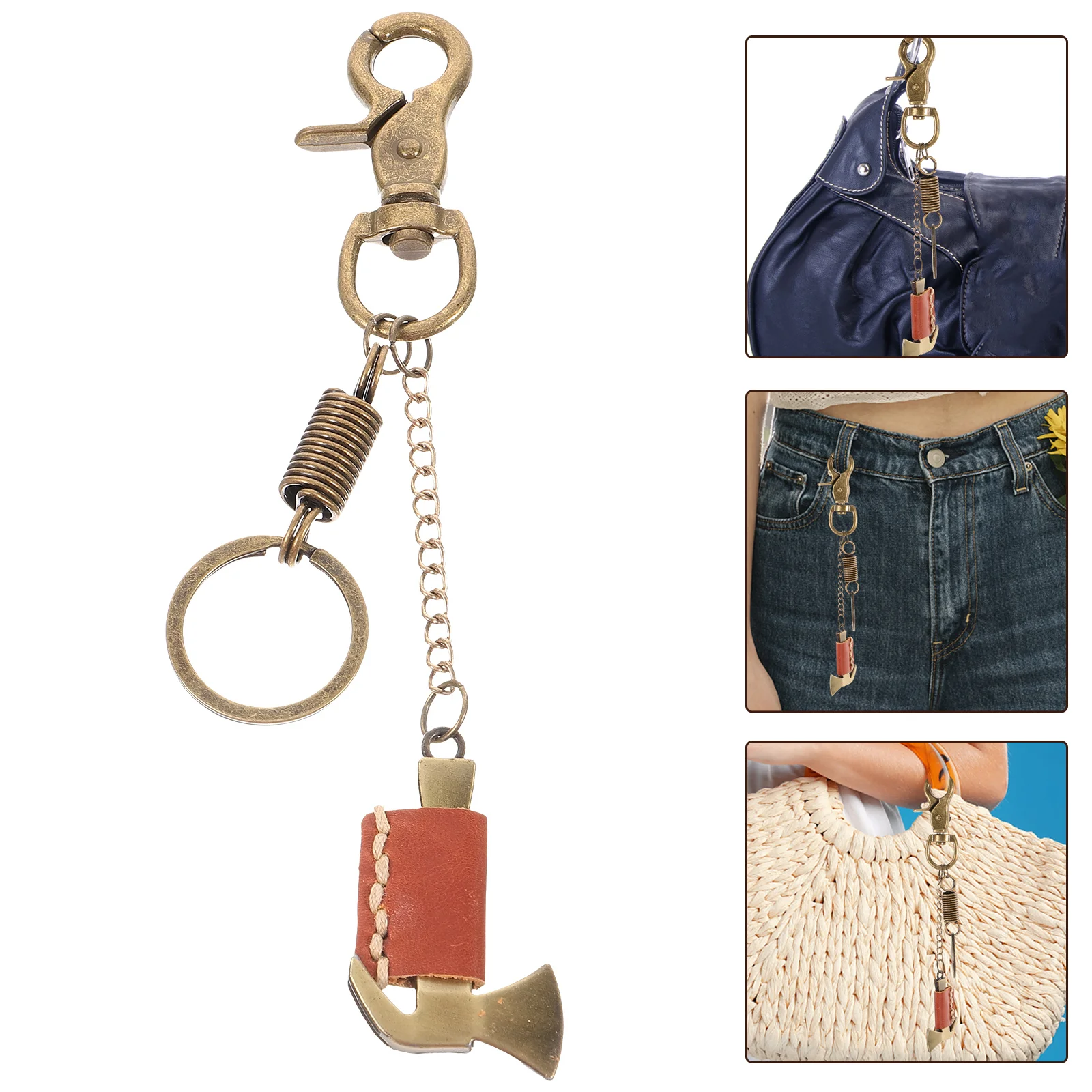 

1pcs Key Chain Retro Axe Shape Small Alloy Vintage Decorative Cowhide Craftsmanship Keepsakes