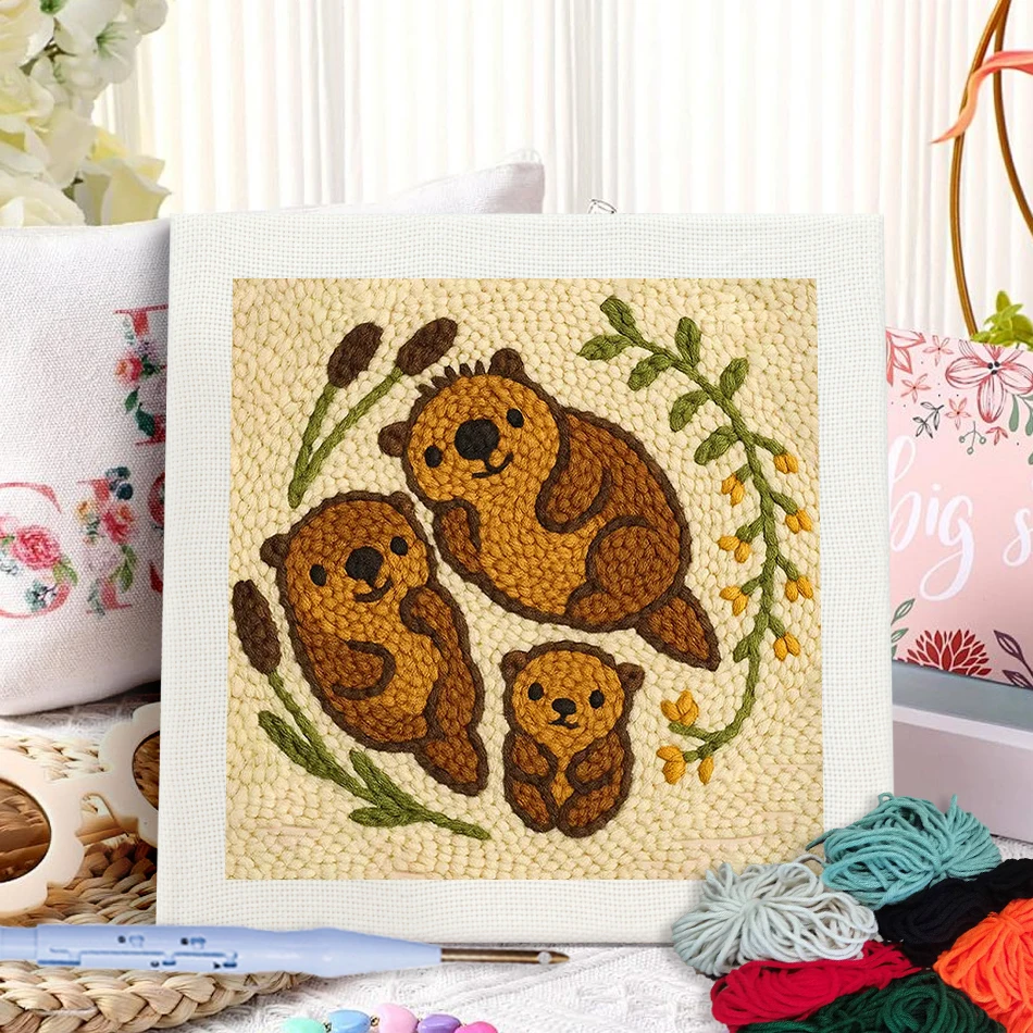 

GATYZTORY punch needle embroidery package For Beginner animals Adults Crafts Knit Yarn Cross stitch kits Set Personalized Gift