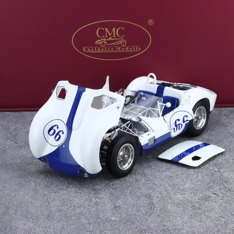New Cmc 1:18 Maserati Birdcage Tip61 Birdcage #66 Blue And White Simulated Alloy Miniature Die-Casting Car Model Custom Toy Gift