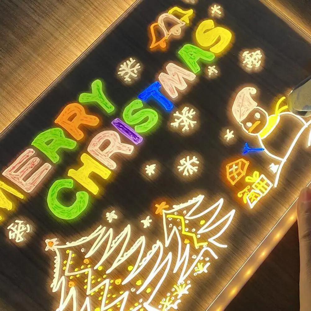 บอร์ดบันทึกย่อของสำนักงานนำกลับมาใช้ใหม่ได้จดหมายอะคริลิคเรืองแสงกระดานข้อความลบแบบแห้งพร้อมวงเล็บเรืองแสงอเนกประสงค์