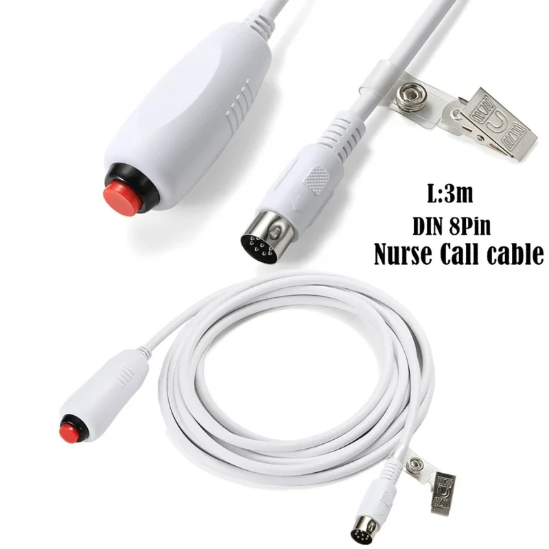 Nurse Call Cord Station Universal Replacement Emergency Push Button Cable Large Din 8 Pin with Clip Nurse Call cable