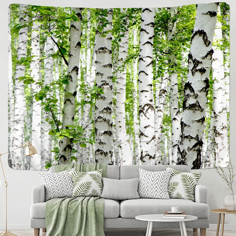 

Nature landscape Birch Forest Printed Large Wall Tapestry Hippie Wall Hanging Bohemian Wall Tapestries Mandala Wall Art Decor