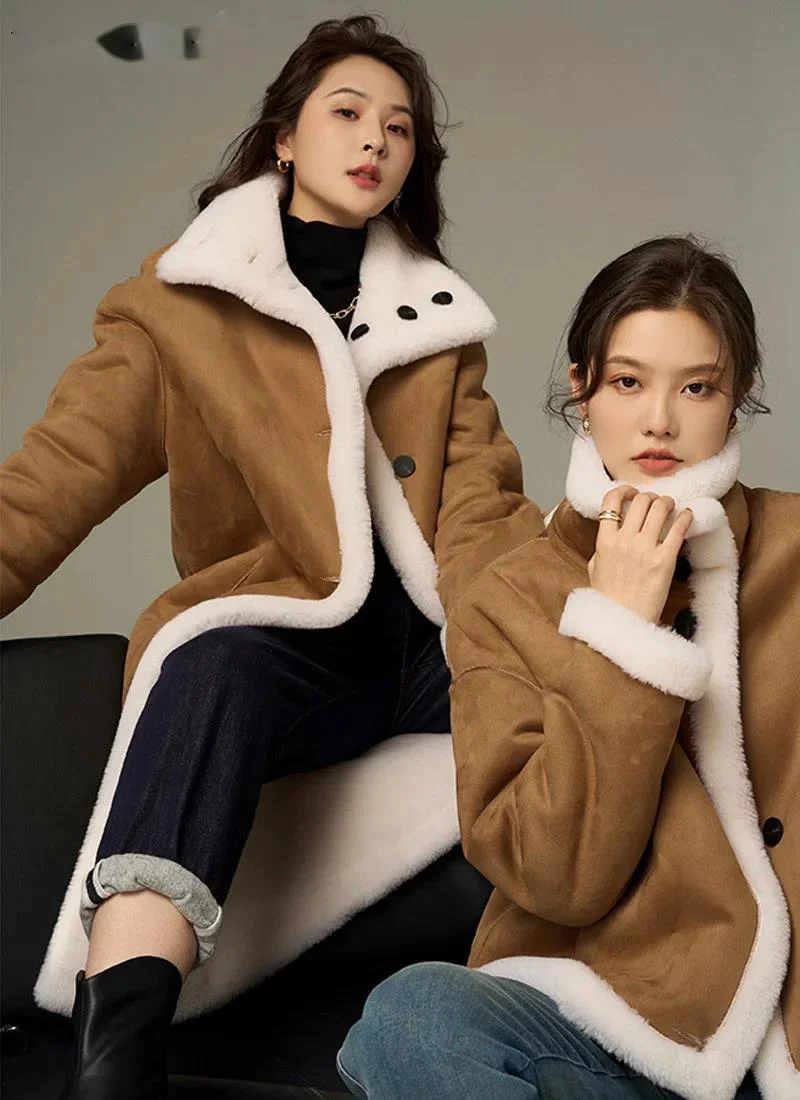 

2024Hot Sale Natural Wool Fur Coat Women's Winter Jacket New Composite Fur Integrated Reversible Lapel Fur Coats & Jackets for