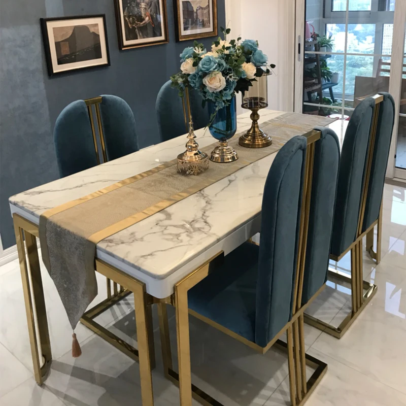 Rectangular household simple small apartment dining table and chair combination