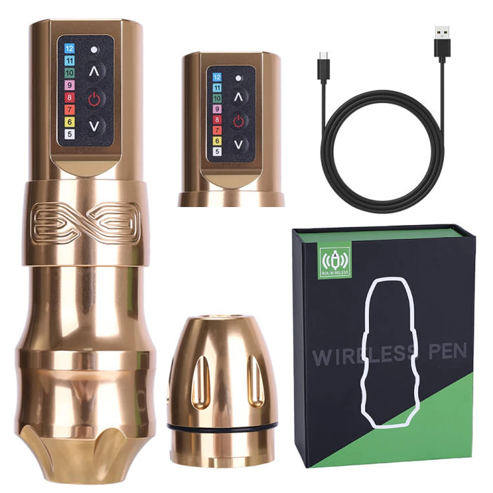 

Профессиональная беспроводная роторная тату-машинка-ручка с аккумулятором, портативным блоком питания и LED-дисплеем